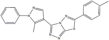 6-(4-methylphenyl)-3-(5-methyl-1-phenyl-1H-pyrazol-4-yl)[1,2,4]triazolo[3,4-b][1,3,4]thiadiazole 구조식 이미지