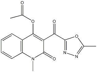 1-methyl-3-[(5-methyl-1,3,4-oxadiazol-2-yl)carbonyl]-2-oxo-1,2-dihydro-4-quinolinyl acetate 구조식 이미지