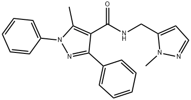 5-methyl-N-[(1-methyl-1H-pyrazol-5-yl)methyl]-1,3-diphenyl-1H-pyrazole-4-carboxamide Structure