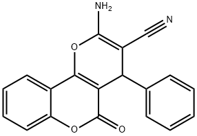 2-amino-5-oxo-4-phenyl-4H,5H-pyrano[3,2-c]chromene-3-carbonitrile Structure