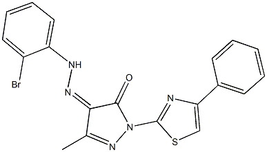 3-methyl-1-(4-phenyl-1,3-thiazol-2-yl)-1H-pyrazole-4,5-dione 4-[(2-bromophenyl)hydrazone] Structure