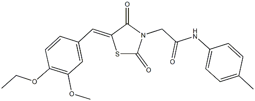 2-[5-(4-ethoxy-3-methoxybenzylidene)-2,4-dioxo-1,3-thiazolidin-3-yl]-N-(4-methylphenyl)acetamide 구조식 이미지