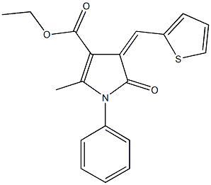 ethyl 2-methyl-5-oxo-1-phenyl-4-(2-thienylmethylene)-4,5-dihydro-1H-pyrrole-3-carboxylate 구조식 이미지