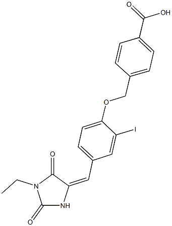 4-({4-[(1-ethyl-2,5-dioxo-4-imidazolidinylidene)methyl]-2-iodophenoxy}methyl)benzoic acid Structure