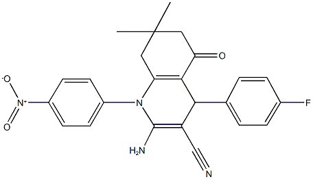 2-amino-4-(4-fluorophenyl)-1-{4-nitrophenyl}-7,7-dimethyl-5-oxo-1,4,5,6,7,8-hexahydro-3-quinolinecarbonitrile Structure