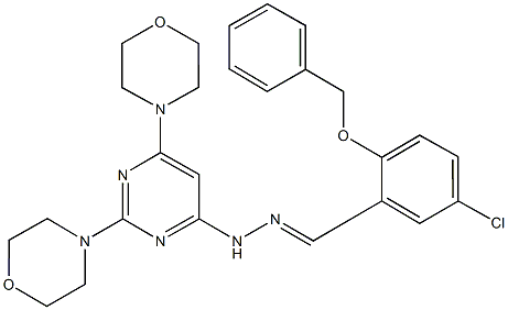 2-(benzyloxy)-5-chlorobenzaldehyde (2,6-dimorpholin-4-ylpyrimidin-4-yl)hydrazone Structure