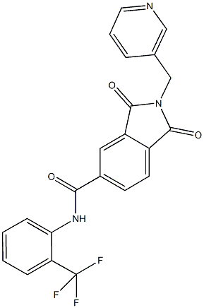 1,3-dioxo-2-(3-pyridinylmethyl)-N-[2-(trifluoromethyl)phenyl]-5-isoindolinecarboxamide 구조식 이미지