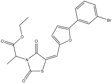 ethyl 2-(5-{[5-(3-bromophenyl)-2-furyl]methylene}-2,4-dioxo-1,3-thiazolidin-3-yl)propanoate 구조식 이미지