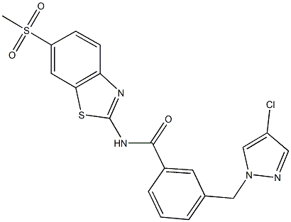 3-[(4-chloro-1H-pyrazol-1-yl)methyl]-N-[6-(methylsulfonyl)-1,3-benzothiazol-2-yl]benzamide Structure