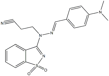 3-[2-[4-(dimethylamino)benzylidene]-1-(1,1-dioxido-1,2-benzisothiazol-3-yl)hydrazino]propanenitrile 구조식 이미지