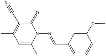 1-[(3-methoxybenzylidene)amino]-4,6-dimethyl-2-oxo-1,2-dihydropyridine-3-carbonitrile 구조식 이미지