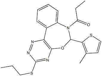 6-(3-methyl-2-thienyl)-7-propionyl-6,7-dihydro[1,2,4]triazino[5,6-d][3,1]benzoxazepin-3-yl propyl sulfide Structure