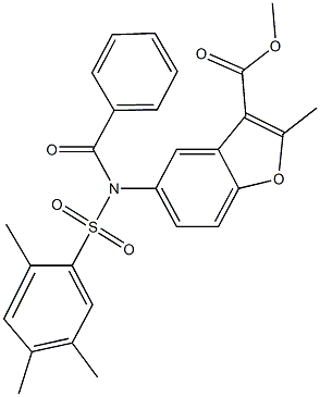methyl 5-{benzoyl[(2,4,5-trimethylphenyl)sulfonyl]amino}-2-methyl-1-benzofuran-3-carboxylate Structure