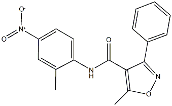 N-{4-nitro-2-methylphenyl}-5-methyl-3-phenylisoxazole-4-carboxamide 구조식 이미지