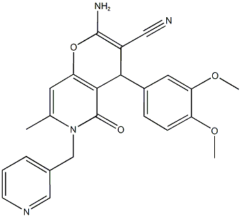 2-amino-4-(3,4-dimethoxyphenyl)-7-methyl-5-oxo-6-(pyridin-3-ylmethyl)-5,6-dihydro-4H-pyrano[3,2-c]pyridine-3-carbonitrile 구조식 이미지