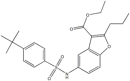 ethyl 5-{[(4-tert-butylphenyl)sulfonyl]amino}-2-propyl-1-benzofuran-3-carboxylate Structure