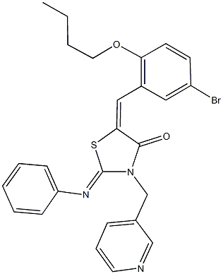 5-(5-bromo-2-butoxybenzylidene)-2-(phenylimino)-3-(3-pyridinylmethyl)-1,3-thiazolidin-4-one 구조식 이미지