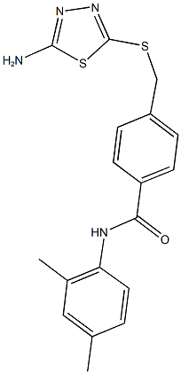 4-{[(5-amino-1,3,4-thiadiazol-2-yl)thio]methyl}-N-(2,4-dimethylphenyl)benzamide 구조식 이미지