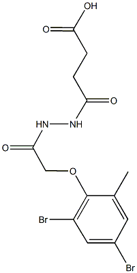 4-{2-[(2,4-dibromo-6-methylphenoxy)acetyl]hydrazino}-4-oxobutanoic acid 구조식 이미지
