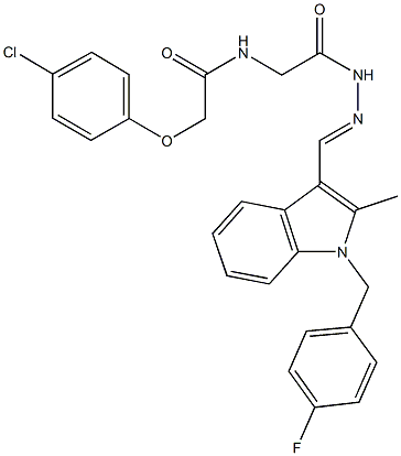 2-(4-chlorophenoxy)-N-[2-(2-{[1-(4-fluorobenzyl)-2-methyl-1H-indol-3-yl]methylene}hydrazino)-2-oxoethyl]acetamide Structure