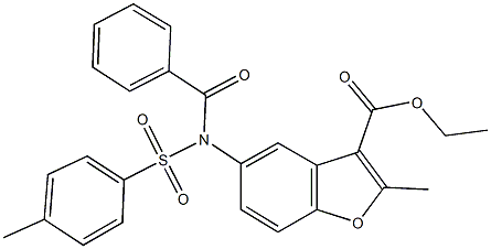 ethyl 5-{benzoyl[(4-methylphenyl)sulfonyl]amino}-2-methyl-1-benzofuran-3-carboxylate 구조식 이미지