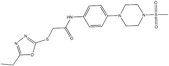 2-[(5-ethyl-1,3,4-oxadiazol-2-yl)sulfanyl]-N-{4-[4-(methylsulfonyl)-1-piperazinyl]phenyl}acetamide Structure