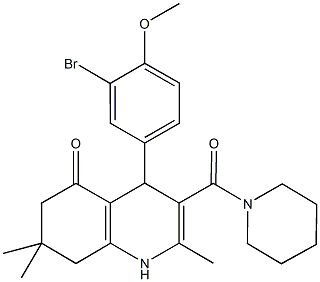 4-(3-bromo-4-methoxyphenyl)-2,7,7-trimethyl-3-(1-piperidinylcarbonyl)-4,6,7,8-tetrahydro-5(1H)-quinolinone Structure