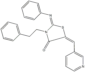 3-(2-phenylethyl)-2-(phenylimino)-5-(3-pyridinylmethylene)-1,3-thiazolidin-4-one 구조식 이미지