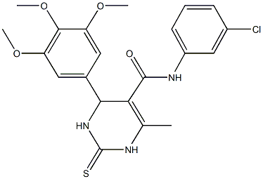 N-(3-chlorophenyl)-6-methyl-2-thioxo-4-(3,4,5-trimethoxyphenyl)-1,2,3,4-tetrahydro-5-pyrimidinecarboxamide 구조식 이미지