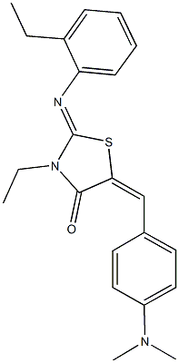 5-[4-(dimethylamino)benzylidene]-3-ethyl-2-[(2-ethylphenyl)imino]-1,3-thiazolidin-4-one Structure