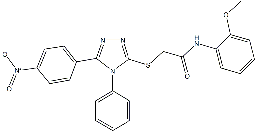 2-[(5-{4-nitrophenyl}-4-phenyl-4H-1,2,4-triazol-3-yl)sulfanyl]-N-[2-(methyloxy)phenyl]acetamide 구조식 이미지