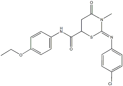 2-[(4-chlorophenyl)imino]-N-(4-ethoxyphenyl)-3-methyl-4-oxo-1,3-thiazinane-6-carboxamide 구조식 이미지