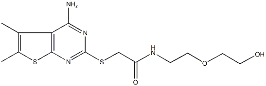 2-[(4-amino-5,6-dimethylthieno[2,3-d]pyrimidin-2-yl)sulfanyl]-N-[2-(2-hydroxyethoxy)ethyl]acetamide 구조식 이미지