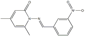 1-({3-nitrobenzylidene}amino)-4,6-dimethylpyridin-2(1H)-one Structure