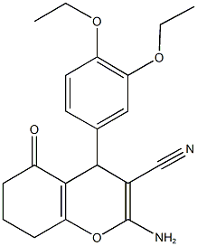 2-amino-4-[3,4-bis(ethyloxy)phenyl]-5-oxo-5,6,7,8-tetrahydro-4H-chromene-3-carbonitrile 구조식 이미지