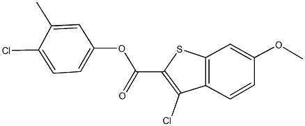 4-chloro-3-methylphenyl 3-chloro-6-methoxy-1-benzothiophene-2-carboxylate Structure