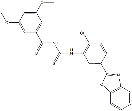 N-[5-(1,3-benzoxazol-2-yl)-2-chlorophenyl]-N'-(3,5-dimethoxybenzoyl)thiourea 구조식 이미지