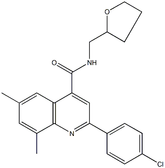 2-(4-chlorophenyl)-6,8-dimethyl-N-(tetrahydro-2-furanylmethyl)-4-quinolinecarboxamide 구조식 이미지