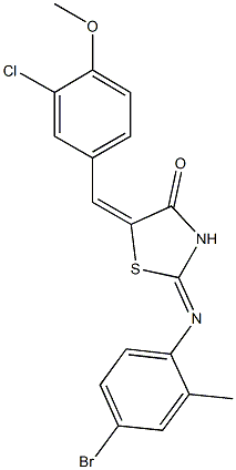 2-[(4-bromo-2-methylphenyl)imino]-5-(3-chloro-4-methoxybenzylidene)-1,3-thiazolidin-4-one 구조식 이미지