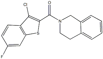 2-[(3-chloro-6-fluoro-1-benzothien-2-yl)carbonyl]-1,2,3,4-tetrahydroisoquinoline 구조식 이미지