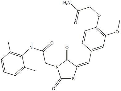 2-{5-[4-(2-amino-2-oxoethoxy)-3-methoxybenzylidene]-2,4-dioxo-1,3-thiazolidin-3-yl}-N-(2,6-dimethylphenyl)acetamide 구조식 이미지