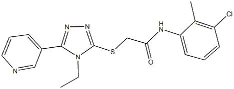 N-(3-chloro-2-methylphenyl)-2-[(4-ethyl-5-pyridin-3-yl-4H-1,2,4-triazol-3-yl)sulfanyl]acetamide 구조식 이미지