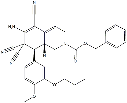 benzyl 6-amino-5,7,7-tricyano-8-(4-methoxy-3-propoxyphenyl)-3,7,8,8a-tetrahydro-2(1H)-isoquinolinecarboxylate Structure