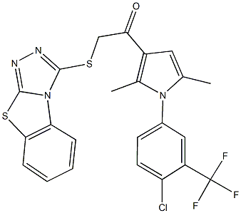 1-{1-[4-chloro-3-(trifluoromethyl)phenyl]-2,5-dimethyl-1H-pyrrol-3-yl}-2-([1,2,4]triazolo[3,4-b][1,3]benzothiazol-3-ylsulfanyl)ethanone Structure