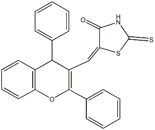 5-[(2,4-diphenyl-4H-chromen-3-yl)methylene]-2-thioxo-1,3-thiazolidin-4-one 구조식 이미지