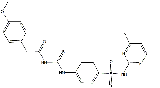 N-(4,6-dimethyl-2-pyrimidinyl)-4-[({[(4-methoxyphenyl)acetyl]amino}carbothioyl)amino]benzenesulfonamide 구조식 이미지