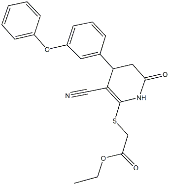 ethyl {[3-cyano-6-oxo-4-(3-phenoxyphenyl)-1,4,5,6-tetrahydro-2-pyridinyl]sulfanyl}acetate 구조식 이미지