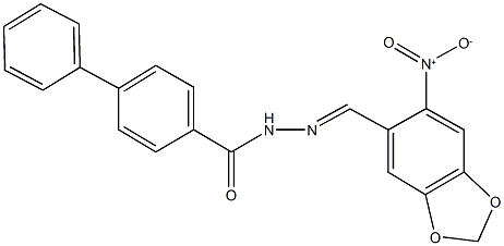 N'-({6-nitro-1,3-benzodioxol-5-yl}methylene)[1,1'-biphenyl]-4-carbohydrazide 구조식 이미지