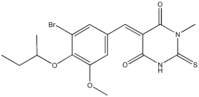 5-(3-bromo-4-sec-butoxy-5-methoxybenzylidene)-1-methyl-2-thioxodihydro-4,6(1H,5H)-pyrimidinedione Structure