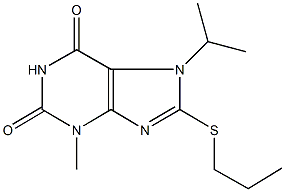 7-isopropyl-3-methyl-8-(propylsulfanyl)-3,7-dihydro-1H-purine-2,6-dione 구조식 이미지